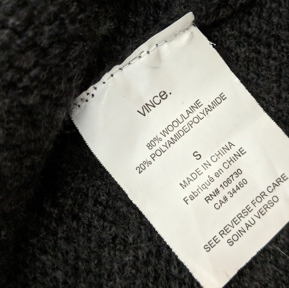 Vince Dark Grey Wool Short Puff Sleeve Duster - Picture 6 of 8
